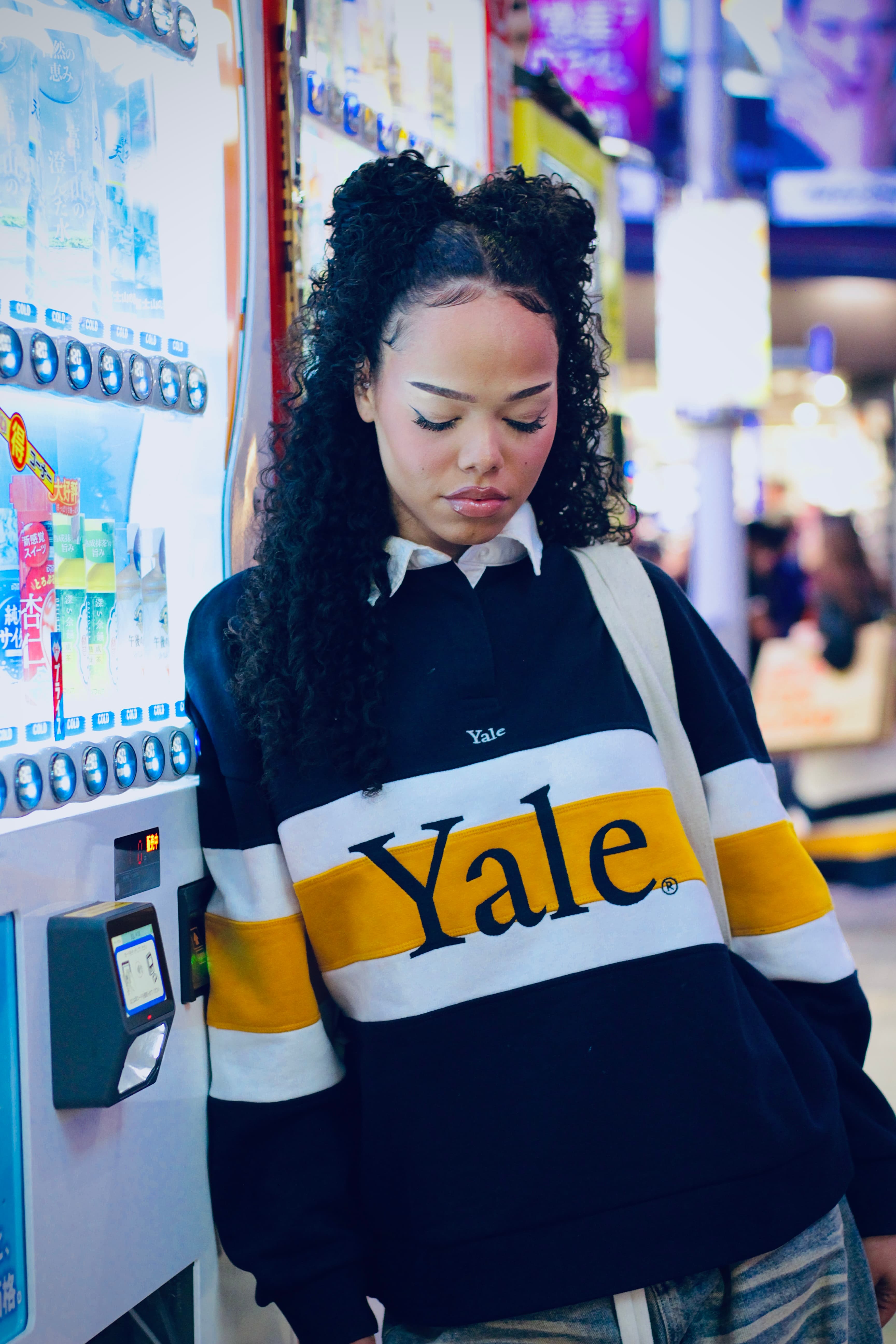 Neon Akihabara portrait with vending machines