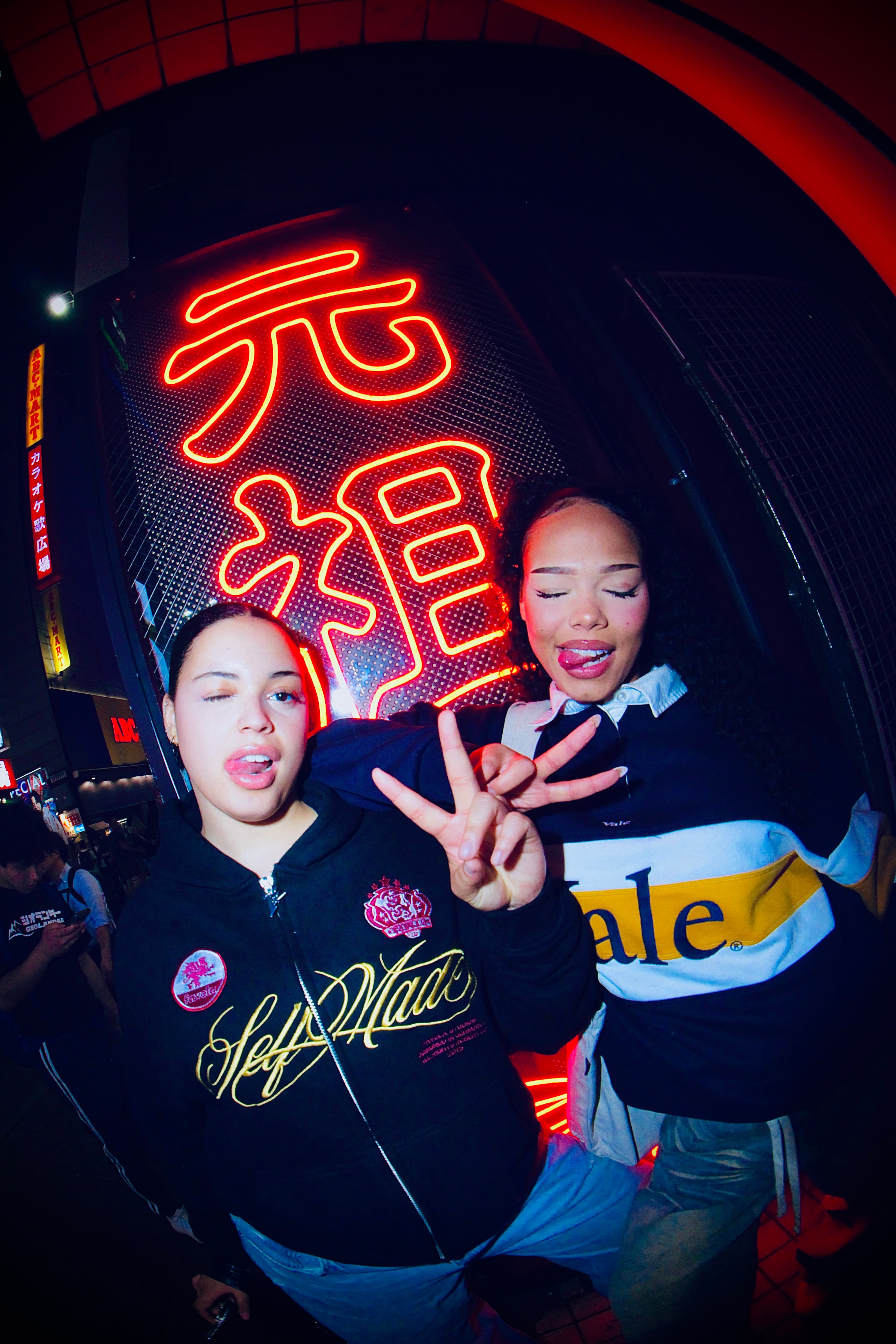 Friends portrait under Shinjuku neon